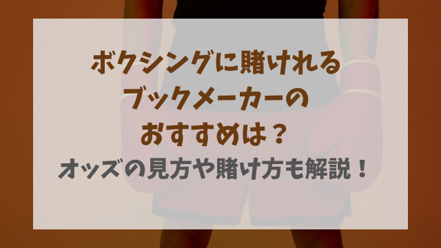 ボクシングブックメーカーのおすすめは？オッズの見方や賭け方も解説！