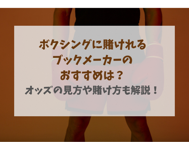 ボクシングブックメーカーのおすすめは？オッズの見方や賭け方も解説！